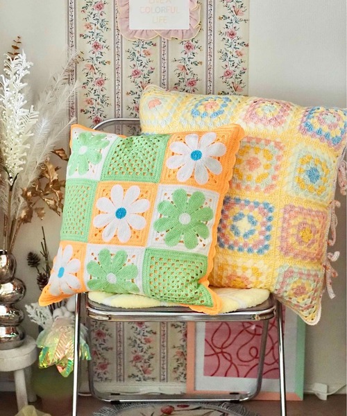 Casselini（キャセリーニ）の「Casselini HOME(キャセリーニ ホーム)クロシェクッションカバー（クッション/クッションカバー・レディース・ブラック/ネイビー/ピンク/オレンジ・FREE）」の18枚目の写真