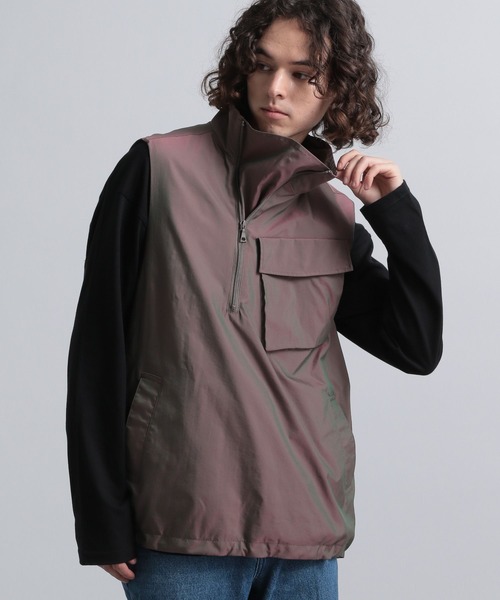 ナイロンアシメZIPアノラックベスト(HARE)