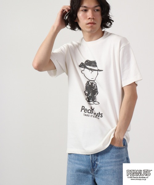 PEANUTS(ピーナッツ)の「PEANUTS スーツイラストプリント ピグメント加工 半袖Tシャツ(Tシャツ/カットソー・レディース・ホワイト系/ホワイト系1/ホワイト/アイボリー系/アイボリー系1/アイボリー・LL/4L/3L/M/S/L)」の7枚目の写真