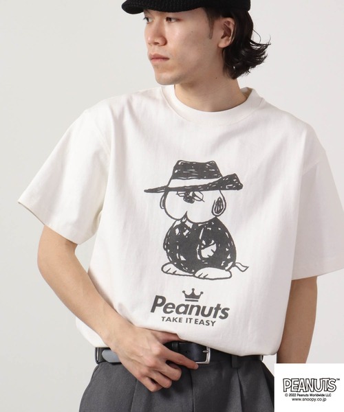 PEANUTS(ピーナッツ)の「PEANUTS スーツイラストプリント ピグメント加工 半袖Tシャツ(Tシャツ/カットソー・レディース・ホワイト系/ホワイト系1/ホワイト/アイボリー系/アイボリー系1/アイボリー・LL/4L/3L/M/S/L)」の15枚目の写真