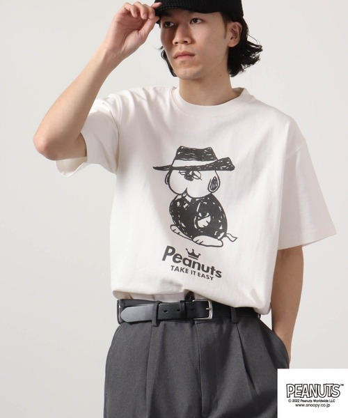 PEANUTS(ピーナッツ)の「PEANUTS スーツイラストプリント ピグメント加工 半袖Tシャツ(Tシャツ/カットソー・レディース・ホワイト系/ホワイト系1/ホワイト/アイボリー系/アイボリー系1/アイボリー・LL/4L/3L/M/S/L)」の14枚目の写真