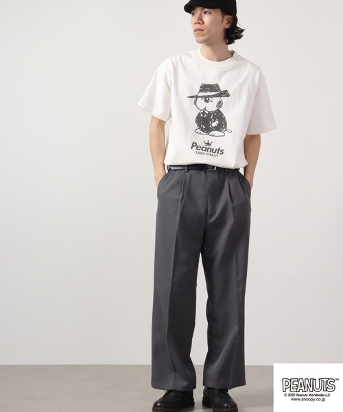 PEANUTS(ピーナッツ)の「PEANUTS スーツイラストプリント ピグメント加工 半袖Tシャツ(Tシャツ/カットソー・レディース・ホワイト系/ホワイト系1/ホワイト/アイボリー系/アイボリー系1/アイボリー・LL/4L/3L/M/S/L)」の21枚目の写真