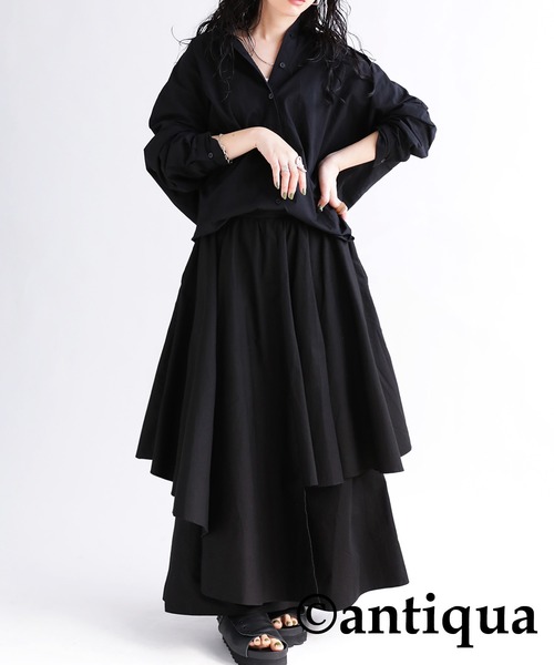 low classicアシンメトリー黒フレアスカート low classicアシンメトリー黒フレアスカート（レザー 型押