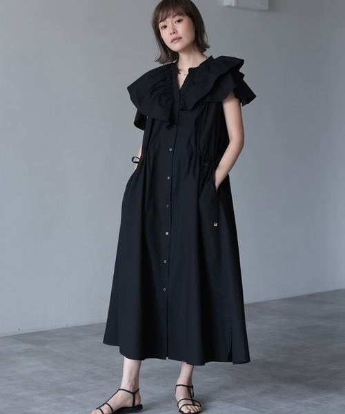 HERENCIA(ヘレンチア)の「アシンメトリー フリルカラー マルチウェイ ワンピース ドレス(ドレス・レディース・レッド/ブラック/ブルー・FREE)」の2枚目の写真