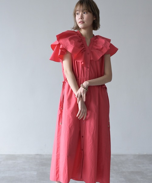 HERENCIA(ヘレンチア)の「アシンメトリー フリルカラー マルチウェイ ワンピース ドレス(ドレス・レディース・レッド/ブラック/ブルー・FREE)」の15枚目の写真