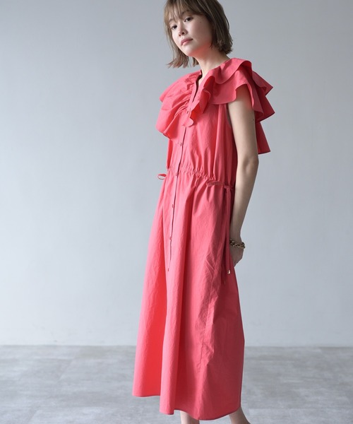 HERENCIA(ヘレンチア)の「アシンメトリー フリルカラー マルチウェイ ワンピース ドレス(ドレス・レディース・レッド/ブラック/ブルー・FREE)」の16枚目の写真