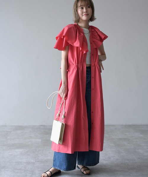 HERENCIA(ヘレンチア)の「アシンメトリー フリルカラー マルチウェイ ワンピース ドレス(ドレス・レディース・レッド/ブラック/ブルー・FREE)」の9枚目の写真