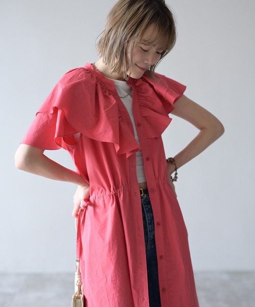 HERENCIA(ヘレンチア)の「アシンメトリー フリルカラー マルチウェイ ワンピース ドレス(ドレス・レディース・レッド/ブラック/ブルー・FREE)」の4枚目の写真