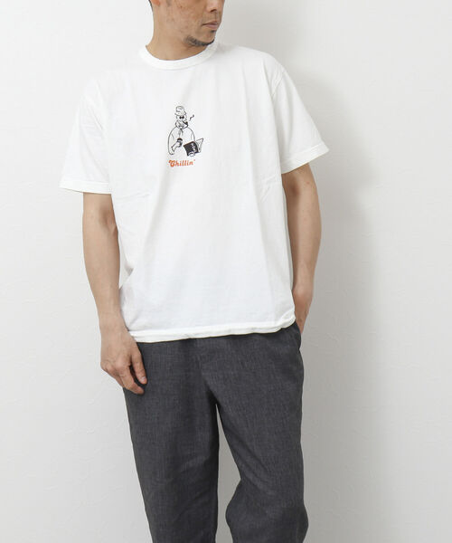 BARNS OUTFITTERS（バーンズアウトフィッターズ）の「【BARNS OUTFITTERS/バーンズアウトフィッターズ】別注プリントTシャツ Chillin（Tシャツ/カットソー・メンズ・ブラック/ホワイト/ベビーピンク/グレイッシュベージュ・M/L/S）」の9枚目の写真