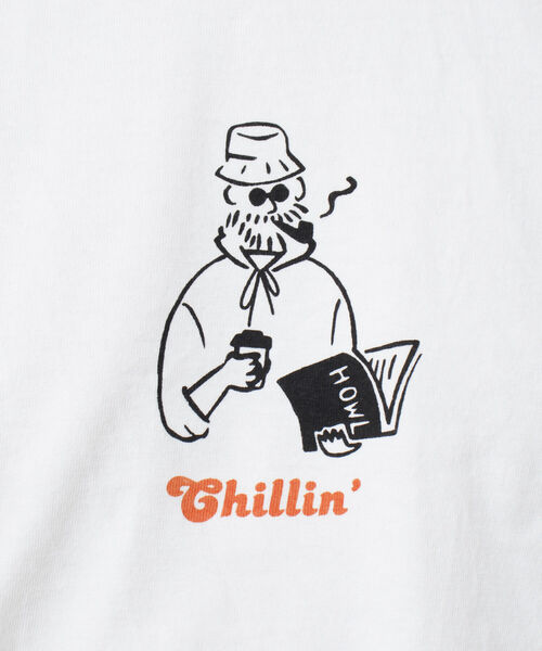 BARNS OUTFITTERS（バーンズアウトフィッターズ）の「【BARNS OUTFITTERS/バーンズアウトフィッターズ】別注プリントTシャツ Chillin（Tシャツ/カットソー・メンズ・ブラック/ホワイト/ベビーピンク/グレイッシュベージュ・M/L/S）」の11枚目の写真