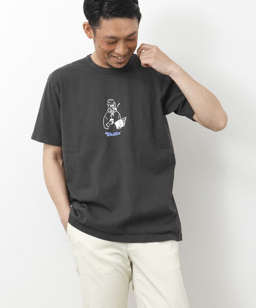 BARNS OUTFITTERS（バーンズアウトフィッターズ）の「【BARNS OUTFITTERS/バーンズアウトフィッターズ】別注プリントTシャツ Chillin（Tシャツ/カットソー・メンズ・ブラック/ホワイト/ベビーピンク/グレイッシュベージュ・M/L/S）」の13枚目の写真