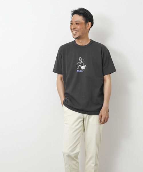BARNS OUTFITTERS（バーンズアウトフィッターズ）の「【BARNS OUTFITTERS/バーンズアウトフィッターズ】別注プリントTシャツ Chillin（Tシャツ/カットソー・メンズ・ブラック/ホワイト/ベビーピンク/グレイッシュベージュ・M/L/S）」の14枚目の写真