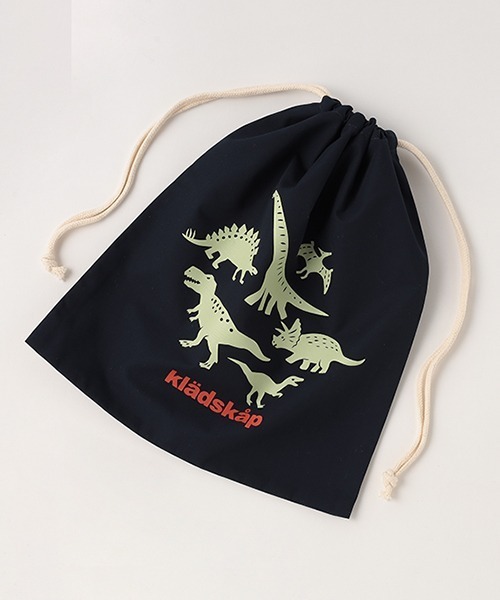 kladskap（クレードスコープ）の「【WEB限定】【クレードスコープ】恐竜柄巾着（バックパック/リュック・キッズ・ネイビー/アイボリー・FREE）」の2枚目の写真