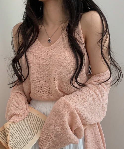 Girly Doll（ガーリードール）の「サマーニットカーディガン＆ノースリーブ セット（アンサンブル・レディース・ピンク/モカ/ブラック/オフホワイト/ブルー・FREE）」の14枚目の写真