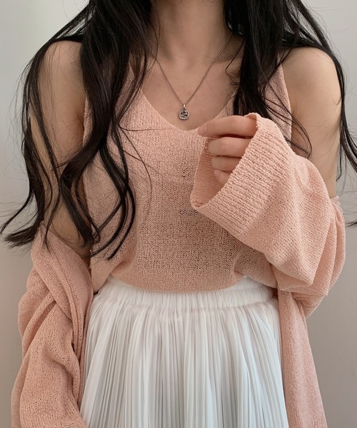 Girly Doll（ガーリードール）の「サマーニットカーディガン＆ノースリーブ セット（アンサンブル・レディース・ピンク/モカ/ブラック/オフホワイト/ブルー・FREE）」の15枚目の写真