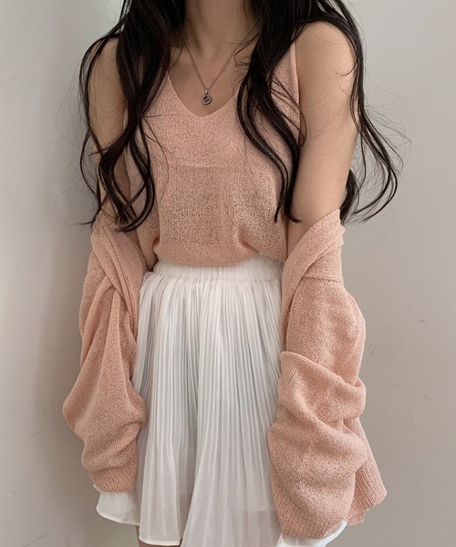 Girly Doll（ガーリードール）の「サマーニットカーディガン＆ノースリーブ セット（アンサンブル・レディース・ピンク/モカ/ブラック/オフホワイト/ブルー・FREE）」の18枚目の写真