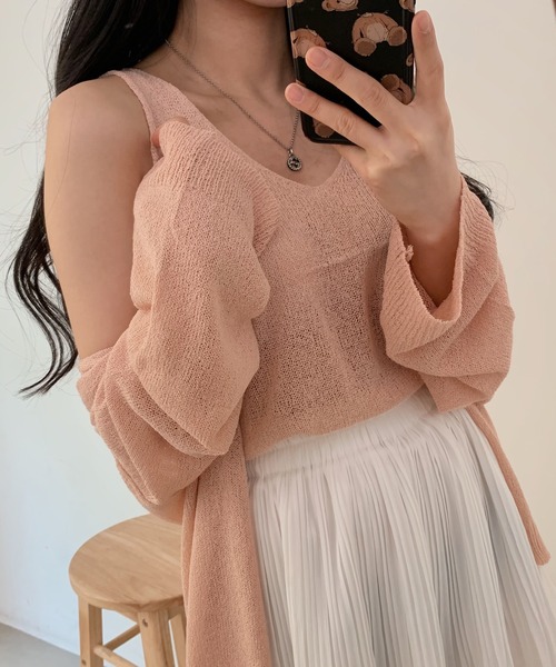 Girly Doll（ガーリードール）の「サマーニットカーディガン＆ノースリーブ セット（アンサンブル・レディース・ピンク/モカ/ブラック/オフホワイト/ブルー・FREE）」の20枚目の写真