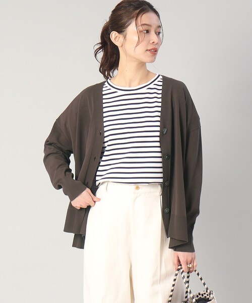 UNTITLED（アンタイトル）の「◆◆【さらっと羽織れる／ゆったり】Vネック ワイドシルエットカーディガン（カーディガン/ボレロ・レディース・ピンク系/ホワイト系3/ブラック/サンドベージュ/グレー系/ライトブルー/ダークブラウン・48/44/02/04/00）」の4枚目の写真