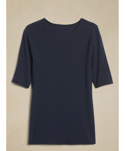 Banana Republic(バナナリパブリック)の「リブ エルボースリーブ Tシャツ(Tシャツ/カットソー・レディース・ホワイト/ブラック/ブルー/ネイビー/グリーン/ライトブルー/ホワイト×ブルー・S/M/L/XS)」の16枚目の写真