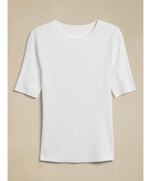 Banana Republic(バナナリパブリック)の「リブ エルボースリーブ Tシャツ(Tシャツ/カットソー・レディース・ホワイト/ブラック/ブルー/ネイビー/グリーン/ライトブルー/ホワイト×ブルー・S/M/L/XS)」の17枚目の写真