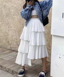 フリルアシンメトリーティアードスカート
