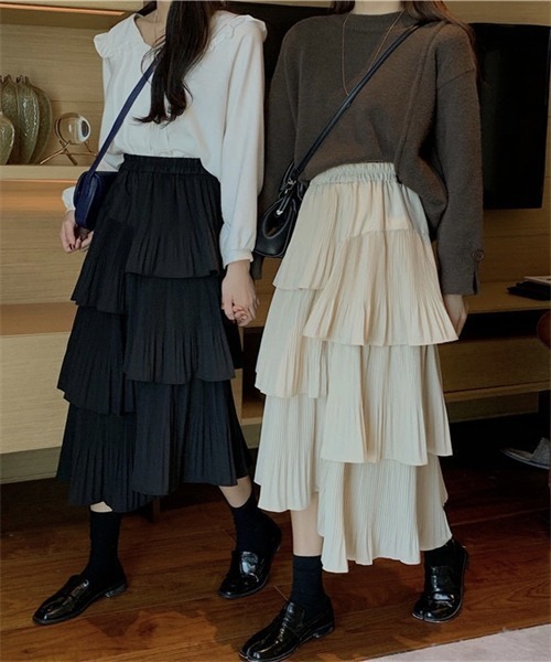FREE STYLISTS（フリー スタイリスト）の「フリルアシンメトリーティアードスカート（スカート・レディース・オフホワイト/グレー/ベージュ/ブラック・FREE）」の11枚目の写真