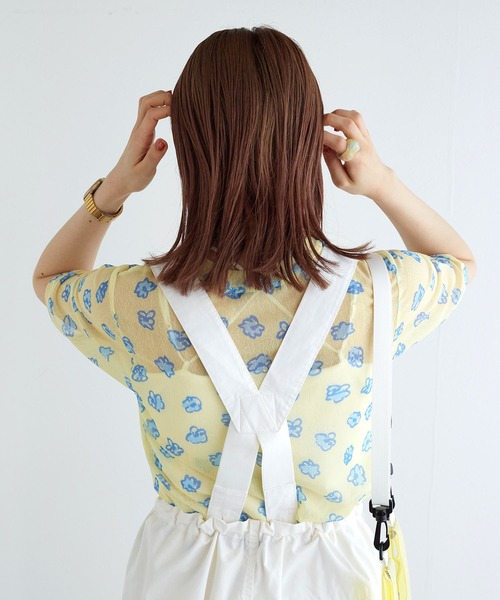 w closet(ダブルクローゼット)の「フラワー柄メッシュトップス(Tシャツ/カットソー・レディース・イエロー/ラベンダー/グレー・FREE)」の8枚目の写真