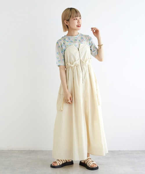 w closet(ダブルクローゼット)の「フラワー柄メッシュトップス(Tシャツ/カットソー・レディース・イエロー/ラベンダー/グレー・FREE)」の15枚目の写真