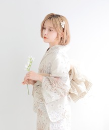 Dita | 1人で着られる浴衣5点セット 和歌山染工日本染め（ゆかた・しわへこ帯・下駄・着付け本・腰ひも）【K】(浴衣)