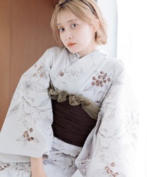 Dita | 1人で着られる浴衣5点セット 和歌山染工日本染め（ゆかた・しわへこ帯・下駄・着付け本・腰ひも）【K】(浴衣)