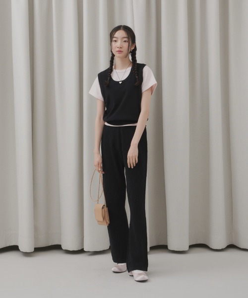 GIUNON(ジウノン)の「long flare knit pants / ロングフレアニットパンツ(その他パンツ・レディース・ブラック/グレー・0/1)」の9枚目の写真