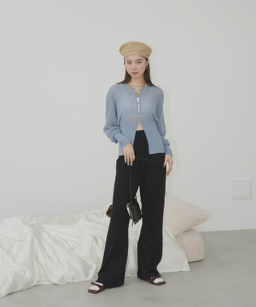 GIUNON(ジウノン)の「long flare knit pants / ロングフレアニットパンツ(その他パンツ・レディース・ブラック/グレー・0/1)」の18枚目の写真