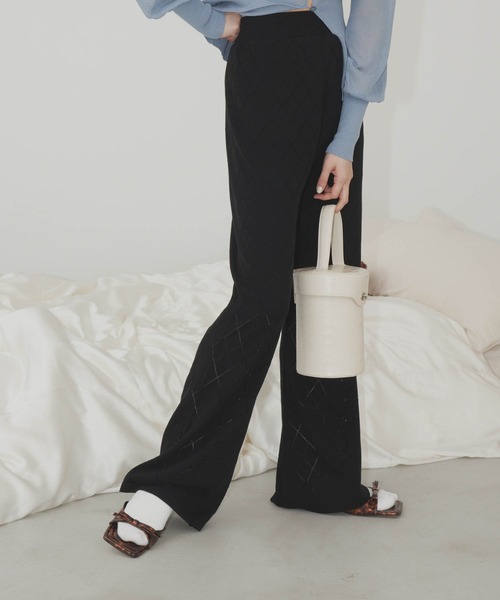 long flare knit pants / ロングフレアニットパンツ（その他