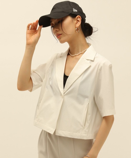 HEREIAM(ヘレイアム)の「【HEREIAM】撥水/コンパクトジャケット(テーラードジャケット・レディース・オフホワイト/ブラック・SMALL/MEDIUM)」の2枚目の写真