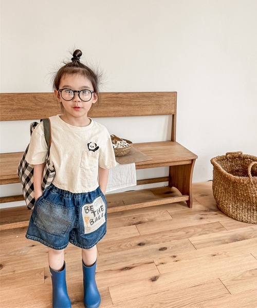 aimoha（アイモハ）の「【aimoha-KIDS-】子供服 パッチ入りデニムハーフパンツ（デニムパンツ・キッズ・ブラック/ブルー・80/90/100/110/120/130）」の3枚目の写真