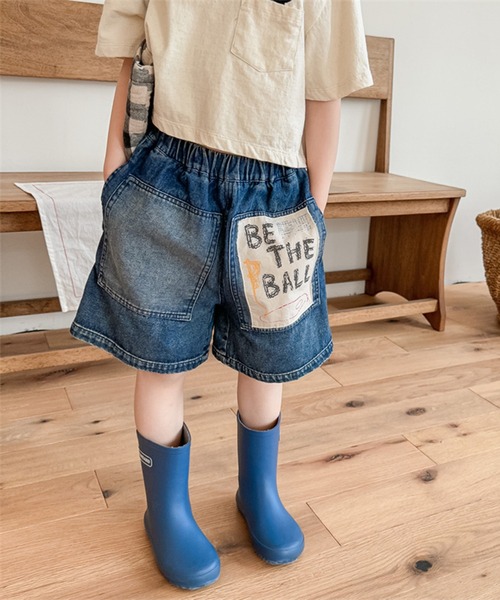 aimoha（アイモハ）の「【aimoha-KIDS-】子供服 パッチ入りデニムハーフパンツ（デニムパンツ・キッズ・ブラック/ブルー・80/90/100/110/120/130）」の4枚目の写真