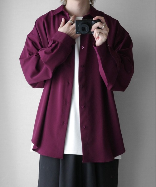 KUUUPY（クーピー）の「Amunzen Basic Regular Collar Shirts / 梨地ベーシックレギュラーカラーシャツ（シャツ/ブラウス・メンズ・グレー/ブラック/バーガンディー/マスタード・MEDIUM/LARGE/SMALL）」の10枚目の写真