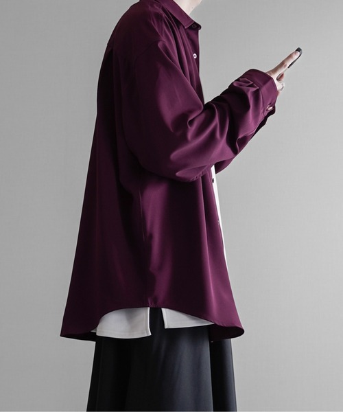 KUUUPY（クーピー）の「Amunzen Basic Regular Collar Shirts / 梨地ベーシックレギュラーカラーシャツ（シャツ/ブラウス・メンズ・グレー/ブラック/バーガンディー/マスタード・MEDIUM/LARGE/SMALL）」の8枚目の写真