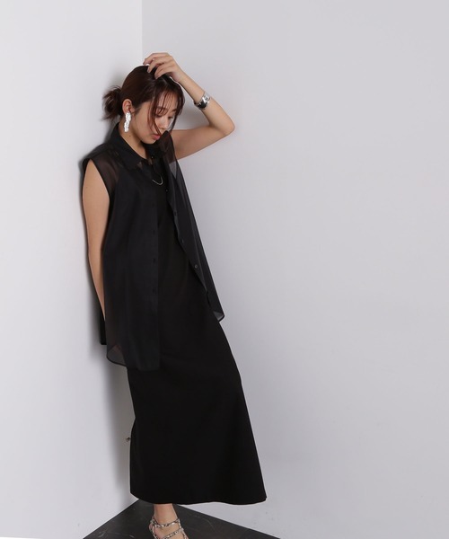 期間限定！NATURAL BEAUTY BASIC シアーシャツ＆キャミワンピ NATURAL BEAUTY BASIC☆新作！シアーシャツ＆キャミワンピセット