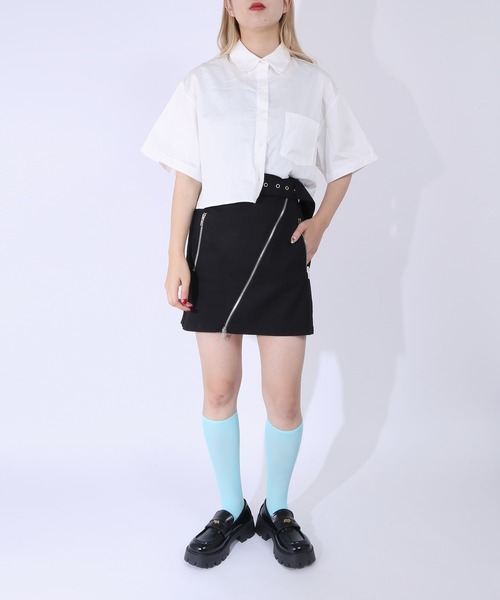 PUNYUS（プニュズ）の「クロップド半袖シャツ（シャツ/ブラウス・レディース・ホワイト・1/2/3/4）」の10枚目の写真