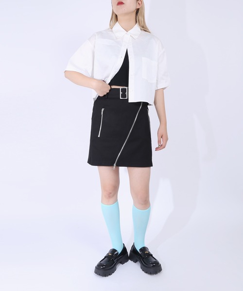 PUNYUS（プニュズ）の「クロップド半袖シャツ（シャツ/ブラウス・レディース・ホワイト・1/2/3/4）」の7枚目の写真