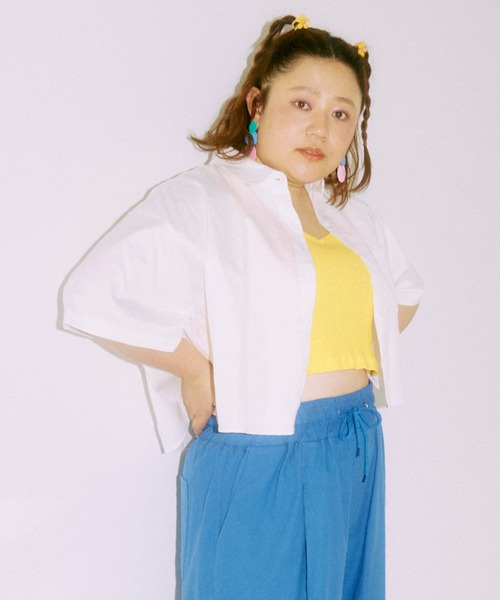 PUNYUS（プニュズ）の「クロップド半袖シャツ（シャツ/ブラウス・レディース・ホワイト・1/2/3/4）」の18枚目の写真