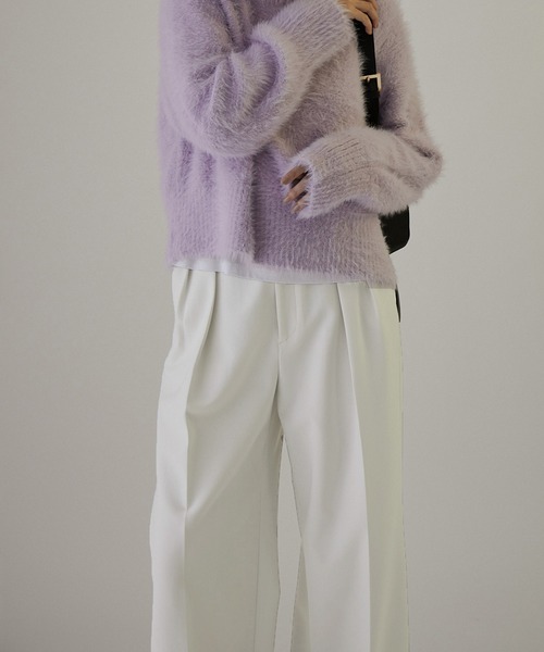 SALON adam et rope'（サロン アダム エ ロペ）の「【雑誌掲載】タックワイドイージーパンツ【洗える】（その他パンツ・レディース・ホワイト/チャコールグレー・M/S）」の2枚目の写真