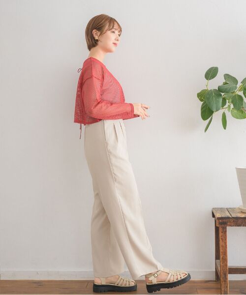 RETRO GIRL（レトロガール）の「２WAYカットメッシュカーデ（カーディガン/ボレロ・レディース・ブラック/レッド/グリーン/ナチュラル・FREE）」の17枚目の写真