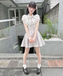 【TGCteen2023 summer着用アイテム/ホワイト】ランダム釦シアーフリルレーススカート