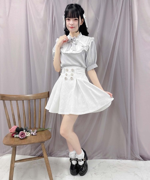 ROJITA（ロジータ）の「【TGCteen2023 summer着用アイテム/ホワイト】ランダム釦シアーフリルレーススカート（スカート・レディース・ブラック/ホワイト/ピンク・FREE）」の10枚目の写真