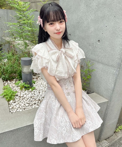 ROJITA（ロジータ）の「【TGCteen2023 summer着用アイテム/ホワイト】ランダム釦シアーフリルレーススカート（スカート・レディース・ブラック/ホワイト/ピンク・FREE）」の9枚目の写真