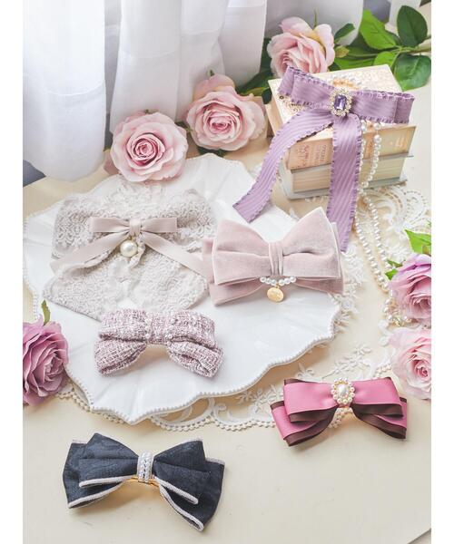 ＊Liberty＊ トリプルリボンのバレッタ ＊フェリシテ×パステルパープル Liberty＊ トリプルリボンのバレッタ ＊フェリシテ×パステルパープル