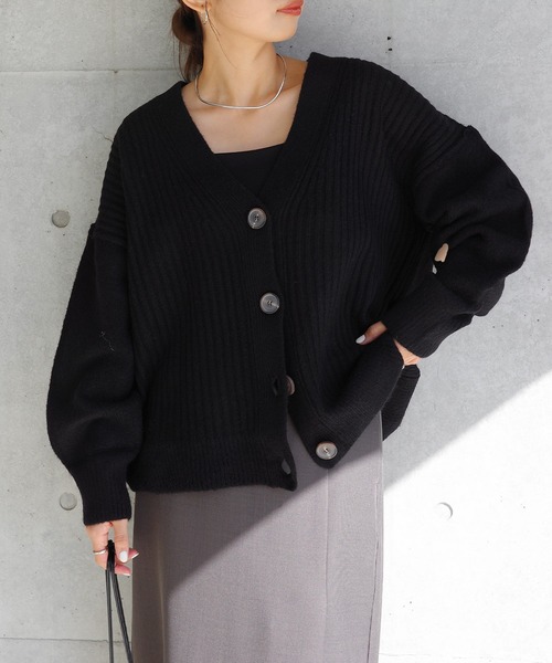 CFCL サイズ3 リブ編み黒長袖カーディガン CFCL サイズ3 リブ編み黒長袖カーディガン CFCL サイズ3 リブ