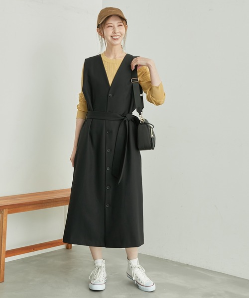 ROPE' PICNIC（ロペピクニック）の「ジレジャンパースカート/2WAY・リンクコーデ（ジャンパースカート・レディース・ベージュ/ダークブラウン/グレー/ブラック・36/38）」の15枚目の写真